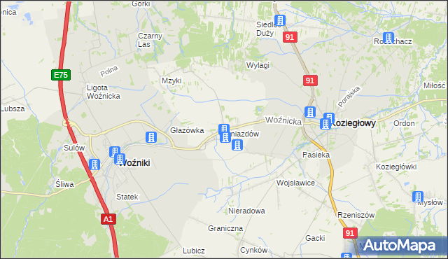mapa Gniazdów gmina Koziegłowy, Gniazdów gmina Koziegłowy na mapie Targeo
