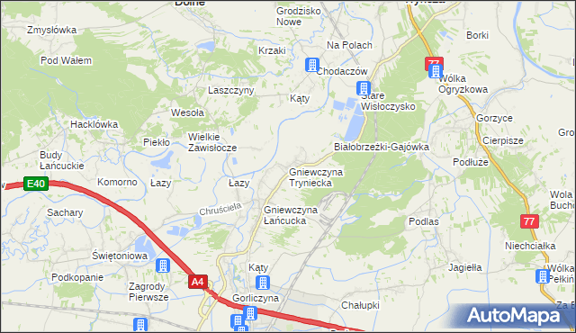 mapa Gniewczyna Tryniecka, Gniewczyna Tryniecka na mapie Targeo