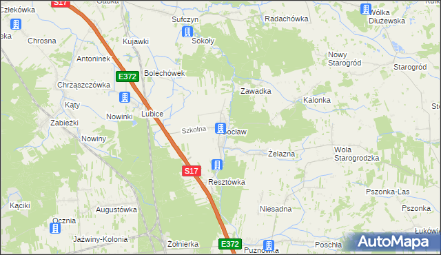 mapa Gocław gmina Pilawa, Gocław gmina Pilawa na mapie Targeo