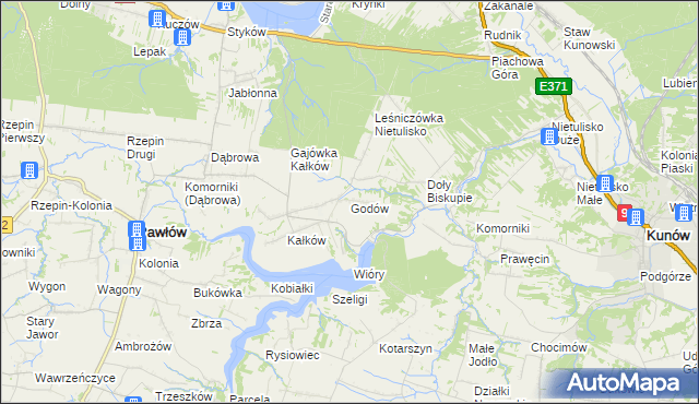 mapa Godów gmina Pawłów, Godów gmina Pawłów na mapie Targeo