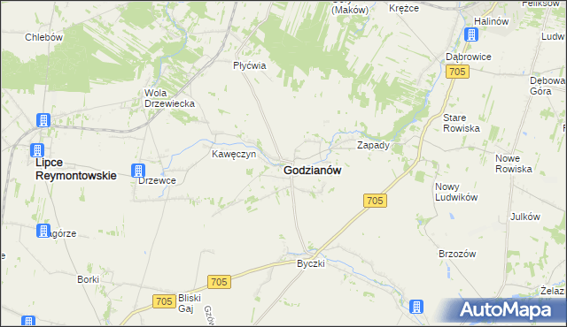 mapa Godzianów, Godzianów na mapie Targeo