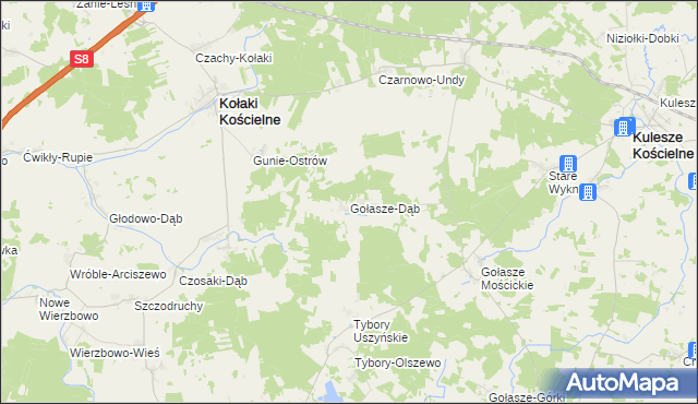 mapa Gołasze-Dąb, Gołasze-Dąb na mapie Targeo