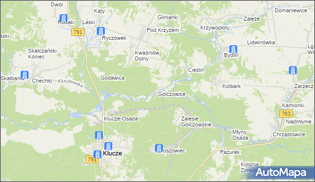 mapa Golczowice gmina Klucze, Golczowice gmina Klucze na mapie Targeo