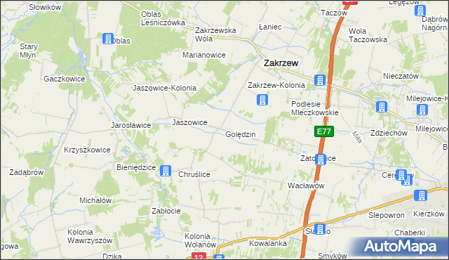 mapa Golędzin, Golędzin na mapie Targeo