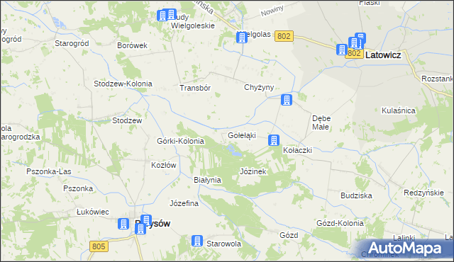 mapa Gołełąki, Gołełąki na mapie Targeo