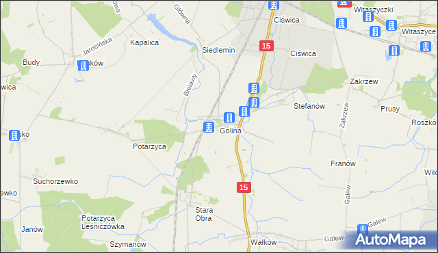 mapa Golina gmina Jarocin, Golina gmina Jarocin na mapie Targeo