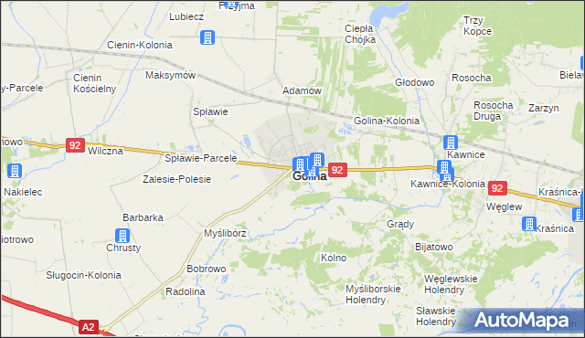 mapa Golina powiat koniński, Golina powiat koniński na mapie Targeo