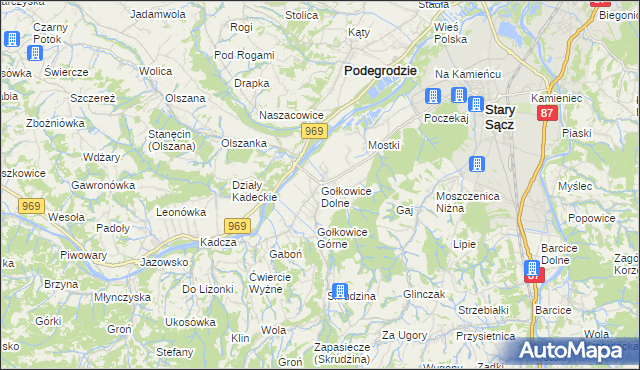 mapa Gołkowice Dolne, Gołkowice Dolne na mapie Targeo