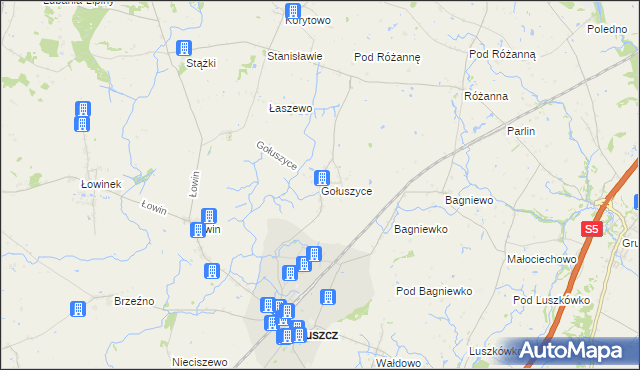 mapa Gołuszyce, Gołuszyce na mapie Targeo