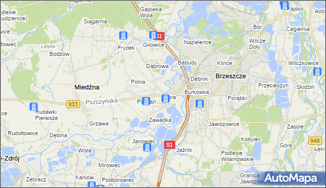 mapa Góra gmina Miedźna, Góra gmina Miedźna na mapie Targeo