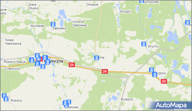 mapa Goraj gmina Przytoczna, Goraj gmina Przytoczna na mapie Targeo