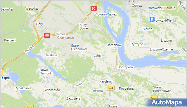 mapa Górki gmina Gąbin, Górki gmina Gąbin na mapie Targeo