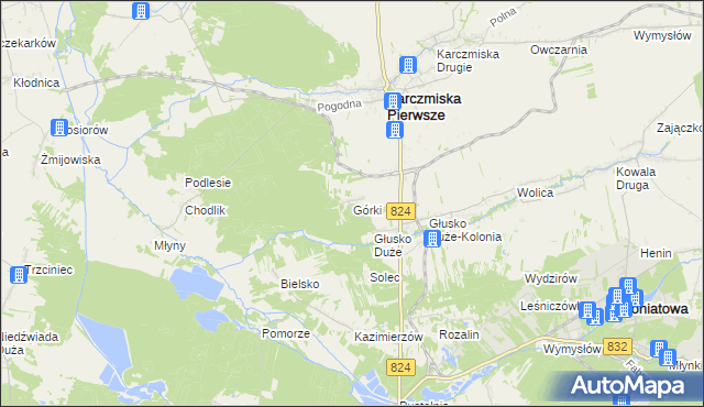 mapa Górki gmina Karczmiska, Górki gmina Karczmiska na mapie Targeo