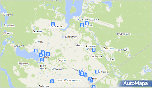 mapa Górki gmina Karsin, Górki gmina Karsin na mapie Targeo