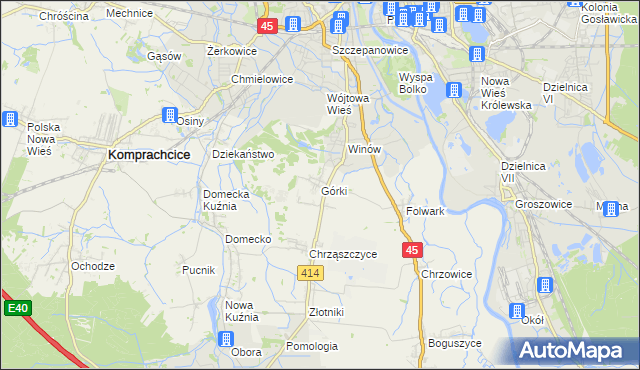 mapa Górki gmina Prószków, Górki gmina Prószków na mapie Targeo