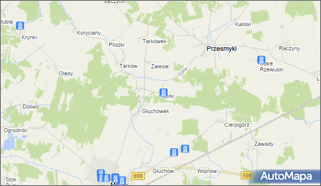 mapa Górki gmina Przesmyki, Górki gmina Przesmyki na mapie Targeo