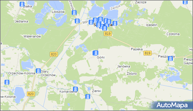 mapa Górki gmina Sosnowica, Górki gmina Sosnowica na mapie Targeo