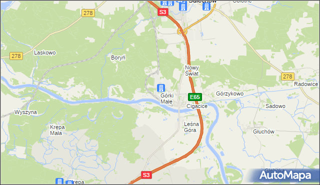 mapa Górki Małe gmina Sulechów, Górki Małe gmina Sulechów na mapie Targeo