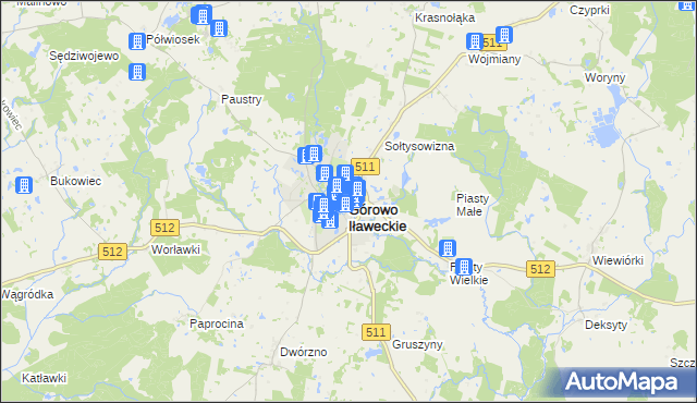 mapa Górowo Iławeckie, Górowo Iławeckie na mapie Targeo