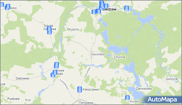 mapa Goruńsko, Goruńsko na mapie Targeo