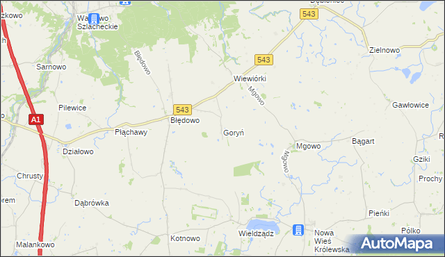 mapa Goryń gmina Płużnica, Goryń gmina Płużnica na mapie Targeo