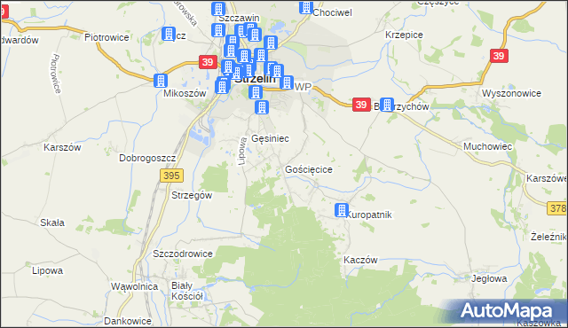 mapa Gościęcice, Gościęcice na mapie Targeo
