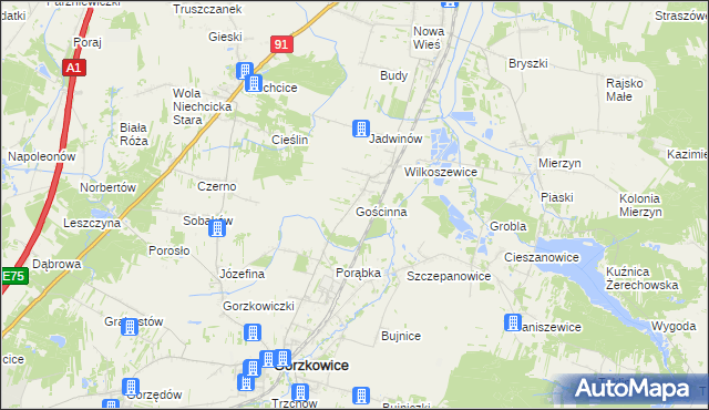 mapa Gościnna, Gościnna na mapie Targeo