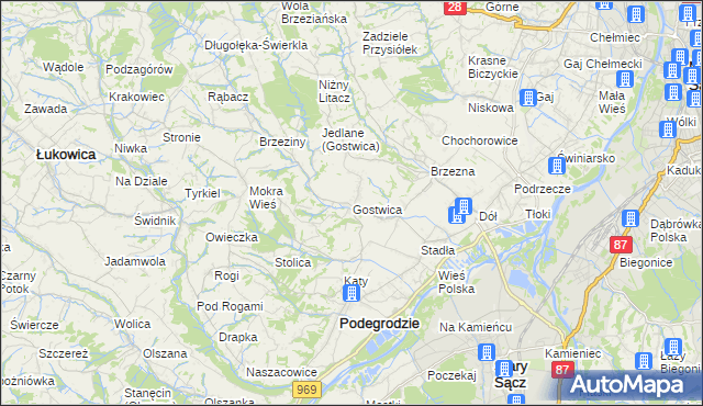 mapa Gostwica, Gostwica na mapie Targeo