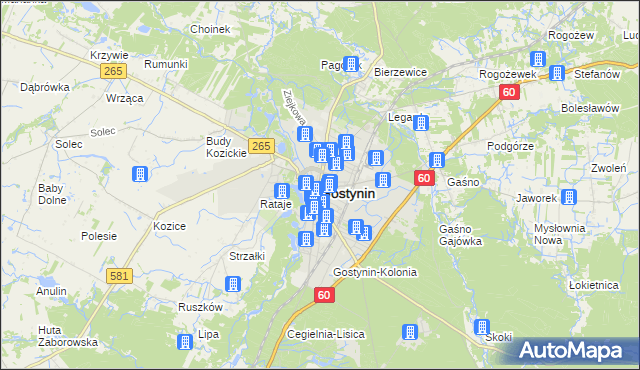 mapa Gostynin, Gostynin na mapie Targeo
