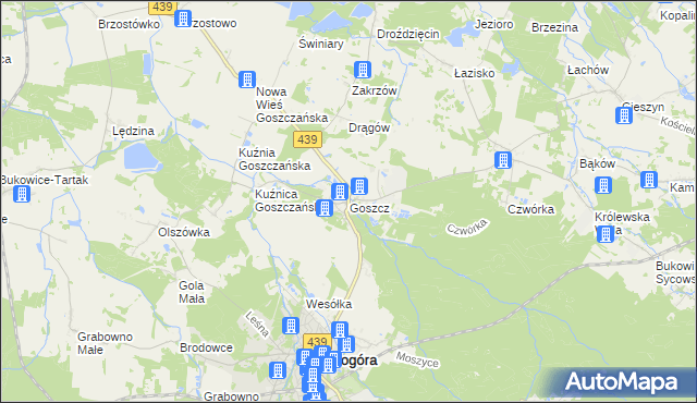 mapa Goszcz, Goszcz na mapie Targeo