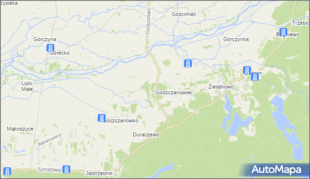 mapa Goszczanowiec, Goszczanowiec na mapie Targeo