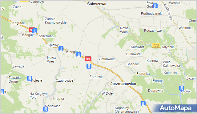mapa Gotkowice, Gotkowice na mapie Targeo