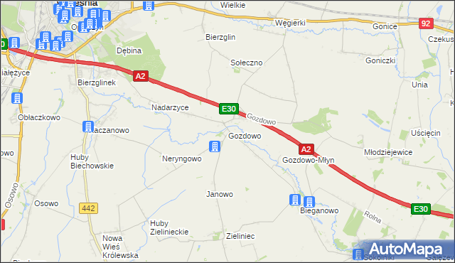 mapa Gozdowo gmina Września, Gozdowo gmina Września na mapie Targeo
