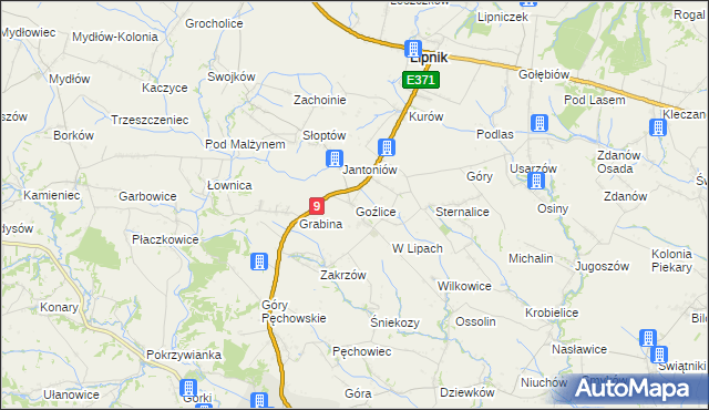 mapa Goźlice, Goźlice na mapie Targeo