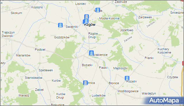 mapa Grabienice, Grabienice na mapie Targeo