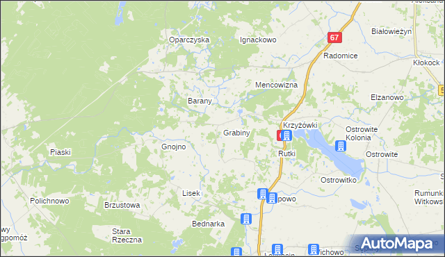 mapa Grabiny gmina Lipno, Grabiny gmina Lipno na mapie Targeo