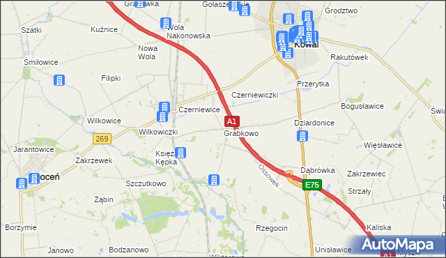 mapa Grabkowo, Grabkowo na mapie Targeo
