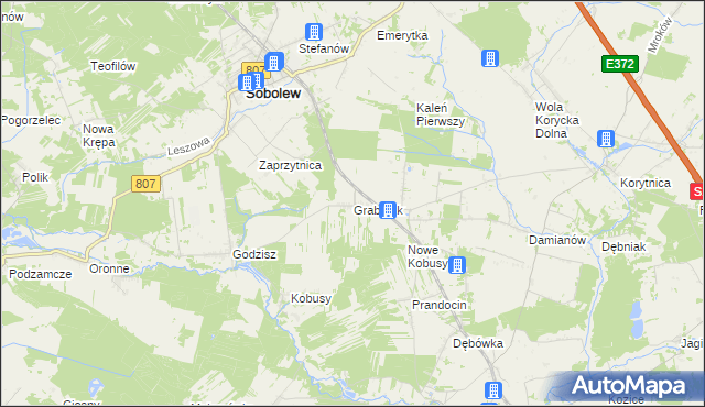 mapa Grabniak gmina Sobolew, Grabniak gmina Sobolew na mapie Targeo