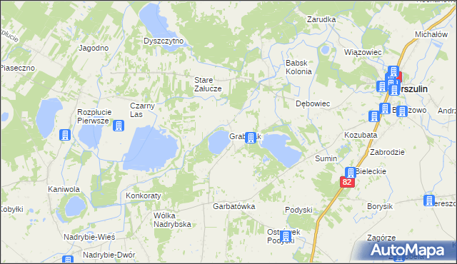 mapa Grabniak gmina Urszulin, Grabniak gmina Urszulin na mapie Targeo
