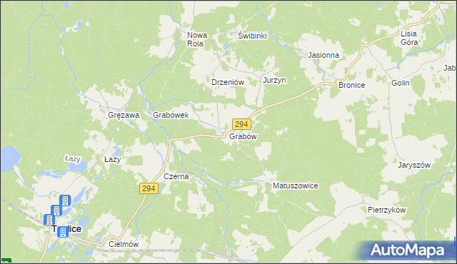 mapa Grabów gmina Tuplice, Grabów gmina Tuplice na mapie Targeo