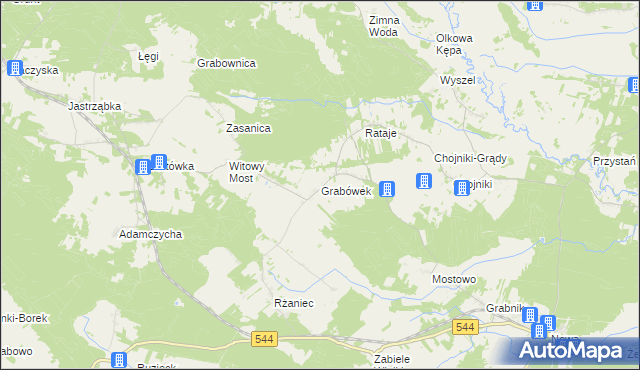 mapa Grabówek gmina Olszewo-Borki, Grabówek gmina Olszewo-Borki na mapie Targeo