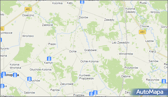 mapa Grabówie, Grabówie na mapie Targeo