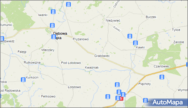 mapa Grabówiec gmina Bobrowo, Grabówiec gmina Bobrowo na mapie Targeo