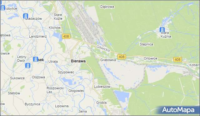 mapa Grabówka gmina Bierawa, Grabówka gmina Bierawa na mapie Targeo