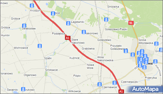 mapa Grabówka gmina Choceń, Grabówka gmina Choceń na mapie Targeo