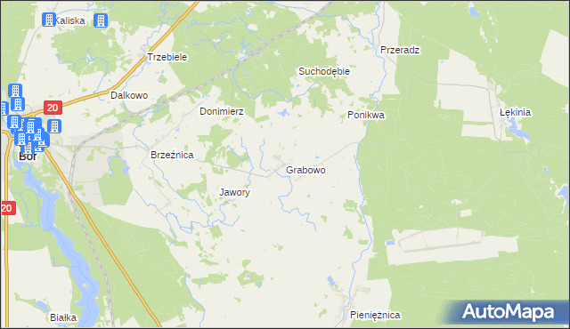 mapa Grabowo gmina Biały Bór, Grabowo gmina Biały Bór na mapie Targeo