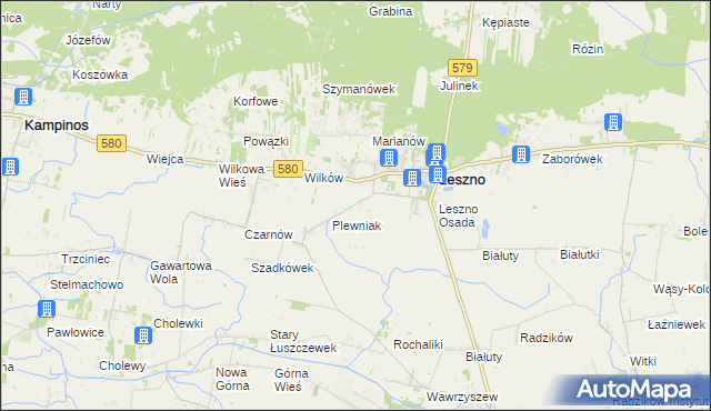 mapa Grądki gmina Leszno, Grądki gmina Leszno na mapie Targeo