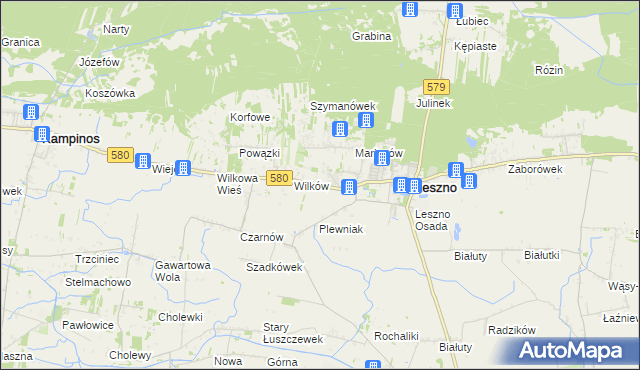 mapa Grądy gmina Leszno, Grądy gmina Leszno na mapie Targeo