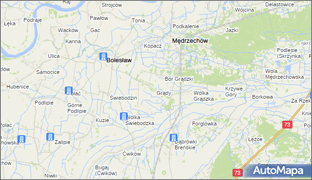 mapa Grądy gmina Mędrzechów, Grądy gmina Mędrzechów na mapie Targeo