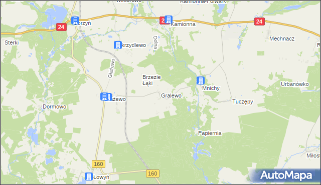 mapa Gralewo gmina Międzychód, Gralewo gmina Międzychód na mapie Targeo